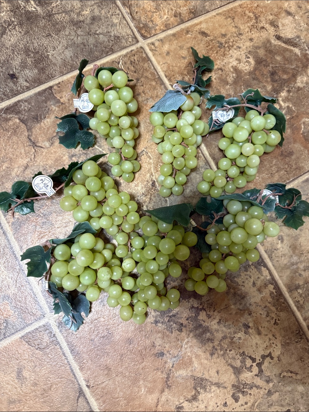 Vintage Plus One Faux  Green Grape Cluster Lot of 7 Vineyard Tuscan Decor